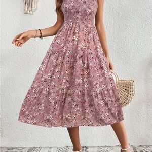 Floral Pink Midi Dress